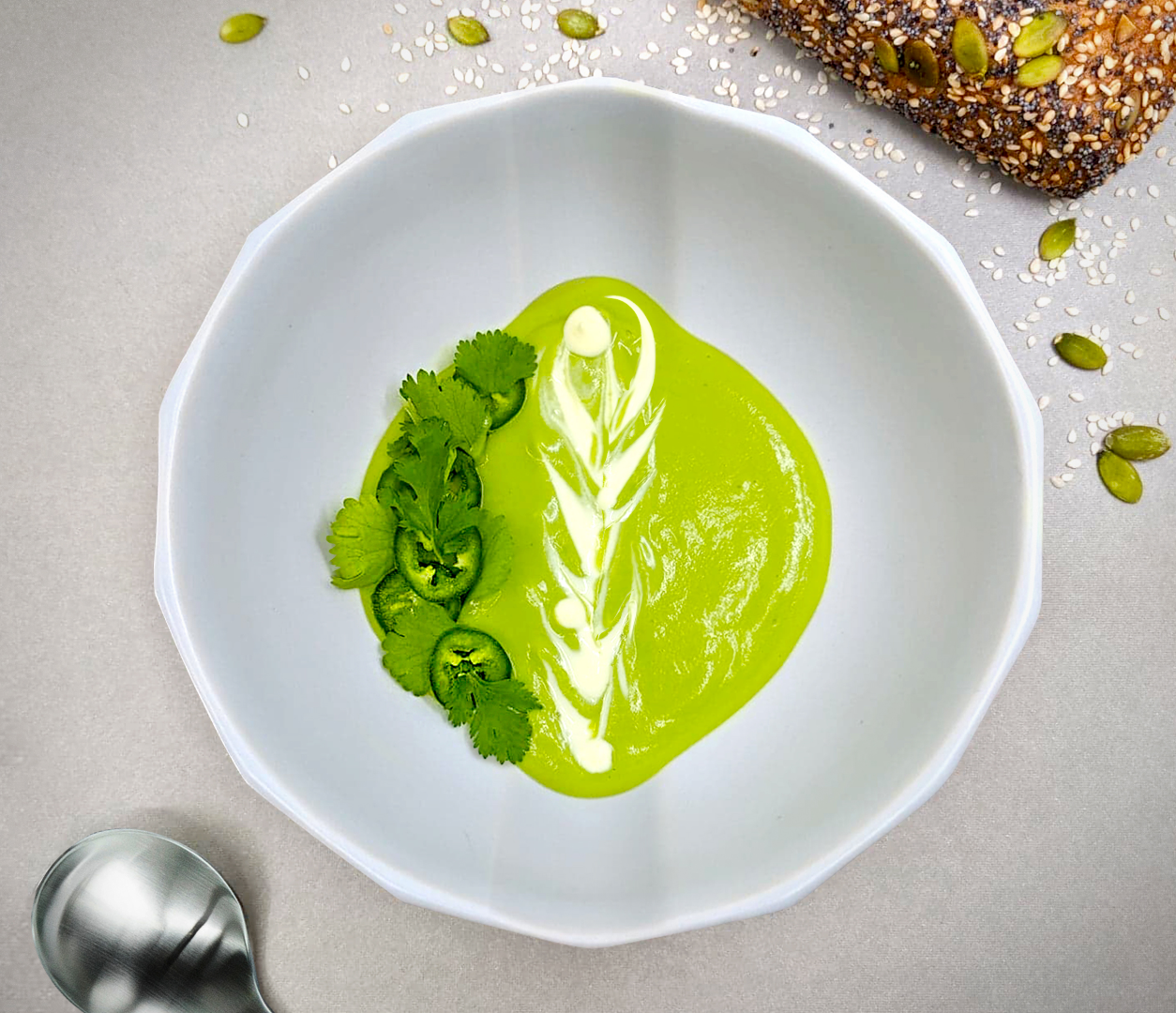 Cool Sweet Pea & Hot Pepper Soup